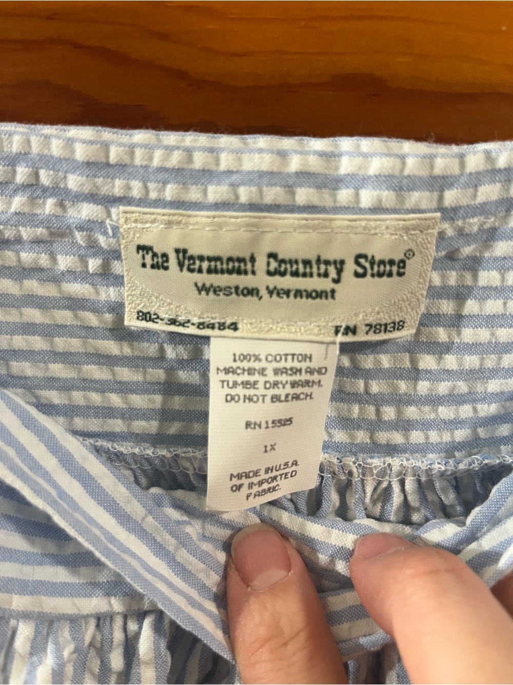 The Vermont Country Store Beach Seersucker Cotton Dress Plus Size 1X Beach Vacay - Picture 4 of 7